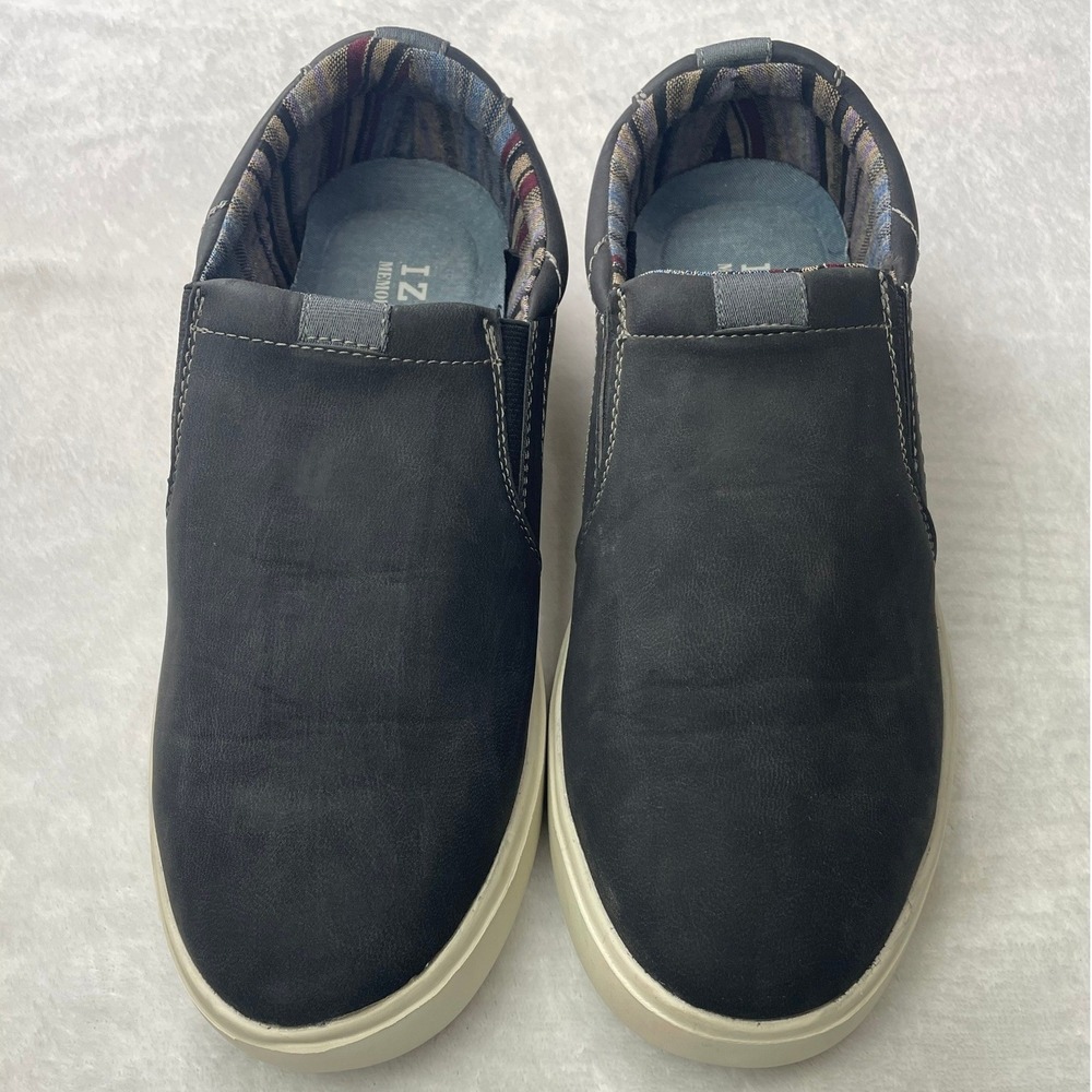 IZOD Jackson Mens Slip On Loafers Charcoal Grey Memory Foam Sneakers Size 11